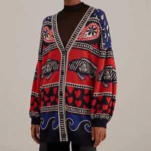 Farm Rio Navy Mix Prints Cardigan